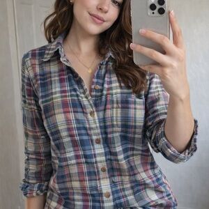 Stylish Multicolor Plaid Button Down Shirt